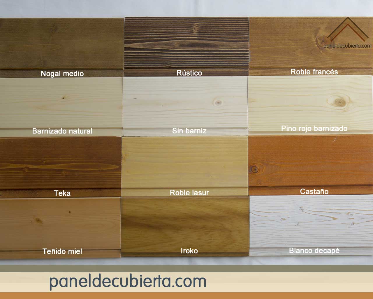 Colores de frisos de paneles de madera para cubierta.