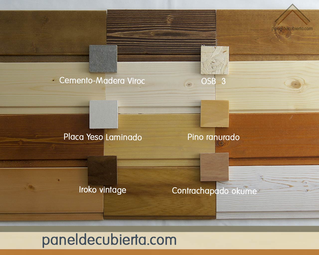 Colores de madera de paneles de cubierta.